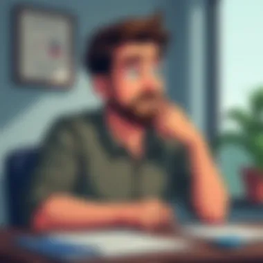 The Psychology of Debt Management An illustration of an individual contemplating financial decisions with a credit card in hand