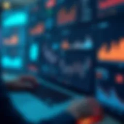 A digital dashboard displaying various financial metrics and graphs