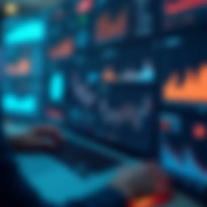 A digital dashboard displaying various financial metrics and graphs